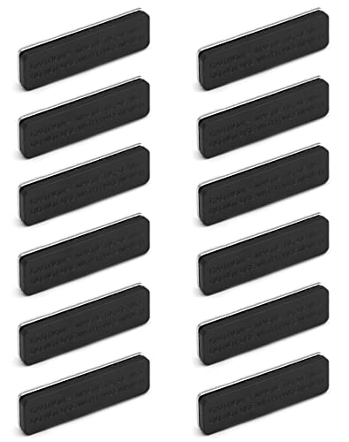 QWORK® 12 Stück Namensschilder Magnet, Selbstklebend Magnetisch Namensschild Halter mit 3-Punkt Magnet für Ausweishüllen Beschriften (45 * 13mm, Schwarz)