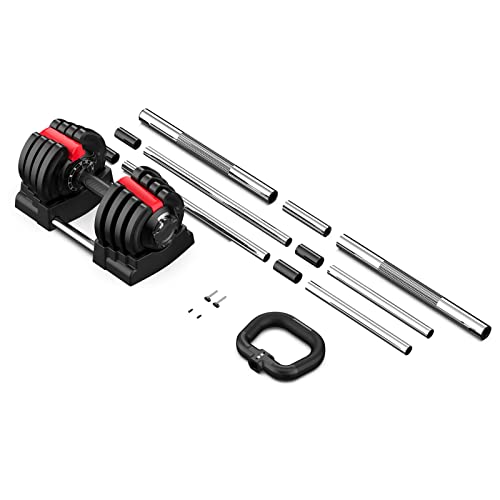 JINPALAY Mancuernas Ajustables, Mancuernas(Ajuste de 1.5KG-18KG),Pesas y Mancuernas Se Convierte en Kettlebell y Barra con Pesas, Pesas Cover