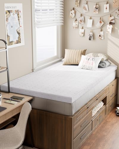Ferlizer 4" [Twin XL] Mattress Topper, Memory Foam Mattress Topper Twin Extra Long for College Dorm with Ultra Soft Cover & Corner Straps, Lavender Infused CertiPUR-US Certified