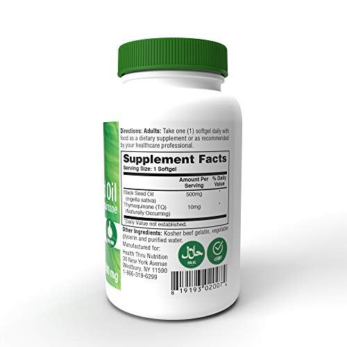 Health Thru Nutrition Cold Pressed Black Seed Oil Softgels, 500mg (Pack of 360)
