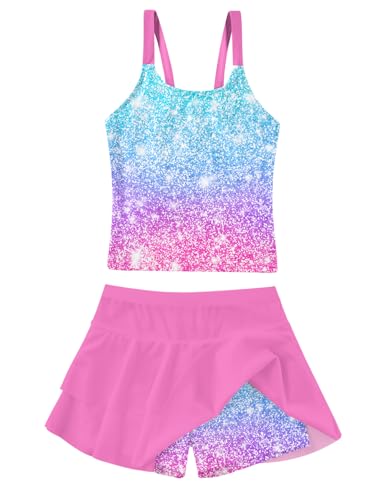 Image of ALISISTER Girls Tankini Swimsuit Two Piece Bathing Suits Summer Beach Swimwear with Shorts for 7-12 Years