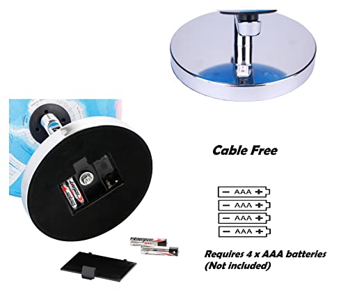 Exerz 23cm Leuchtglobus Metallsockel - Deutsche Karte - Schülerglobus Mit Kabelfreier LED-Beleuchtung Bei - Politische Karte (Tageszeit) - Konstellation Sterne (Nacht)