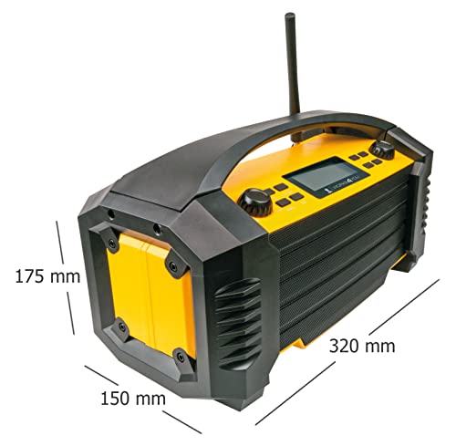 SCHWAIGER -DABWORK2- DAB+ Baustellenradio mit DAB+, UKW, Bluetooth, AUX, USB-Ladeport, leistungsstarker Li-Ion Akku, mit… - Image 4