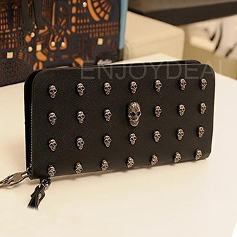 Fome Wallet Women Punk Style Pu Long High-End Cross Pattern Wallet Purse Zipper Bag Handbag Skull Plated #TOP7