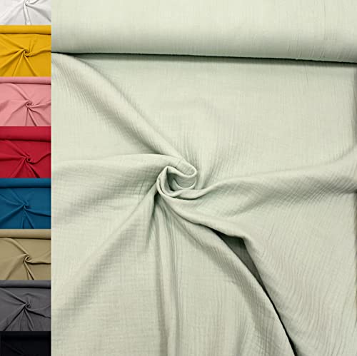 MAGAM-Stoffe Greta Musselin Stoff Double Gauze uni Oeko-Tex Meterware 50cm (13. Mint)