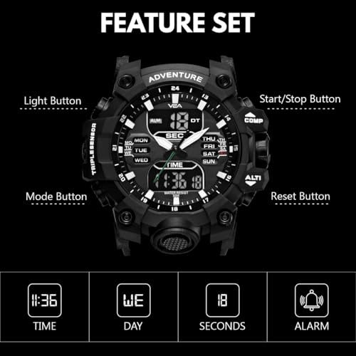 Image of V2A Bold & Big Dial Analog-Digital Sports Watch for Men | Multifunction Military Wristwatch | Gift for Men