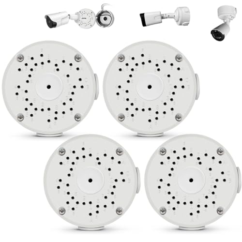 Compatible with Bullet Cameras Universal Bullet Security Camera Base Junction Box, Waterproof Metal Hide Cable Mount Bracket, Outdoor Electric Enclosure for CCTV Cams(4 Pack)