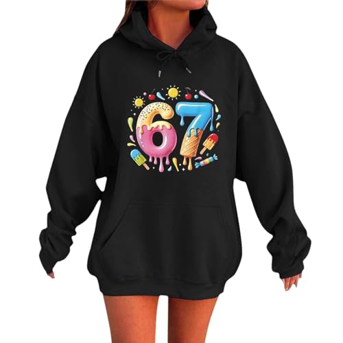 Genérico Sudaderas Niño Moda Sudadera para Niños con Estampado del Número 67 con Capucha, Interior, Detalles Finos, Talla 2-14 Años