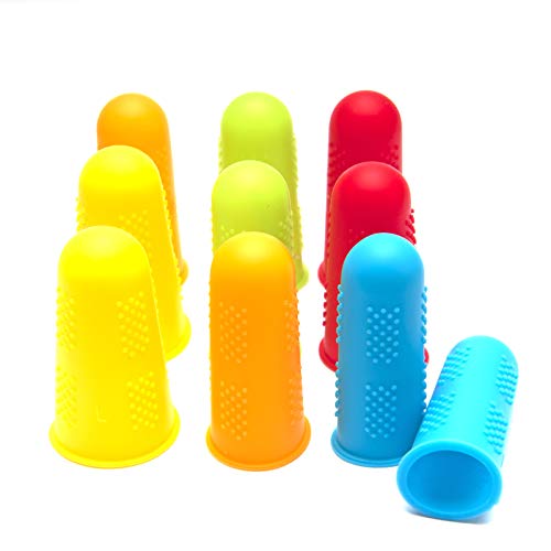 10STÜCKE(5Farben,3Größen) Silikon-Fingerhülsen, rutschfeste Verbrühungs-Fingerkappe,Heißklebepistolen-Fingerschutz zum Nähen,Wachsen,Gärtnern,Kleben