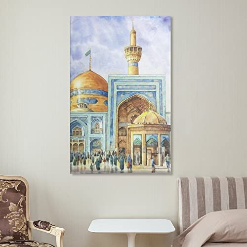 Islamic Architecture Painting Art Poster, Islamic Artwork, Mosque Art, Home Wall Decoration Study Ro Canvas Painting Wall Art Poster For Bedroom Living Room Decor 24X36Inch(60X90Cm) Frame-Style #TOP6