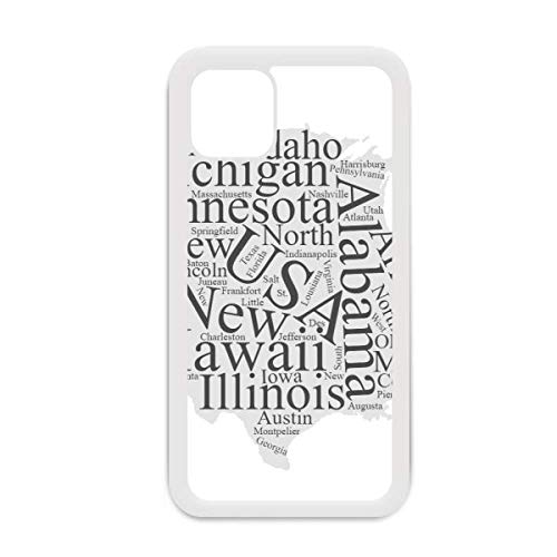 Coque iPhone 12 Pro Max carte Amérique blanc protection rigide fine
