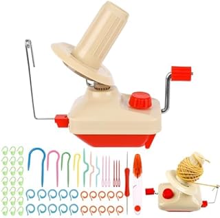 JABNOW 56 PCS Kit de Bobinadora de Bolas de Lana, Bobinadora de Hilo, Ovilladora Manual Rebobinador, Máquina Bobinadora Hilo Lana para Tejer (con Tijeras y Agujas de Tejer de Punto)