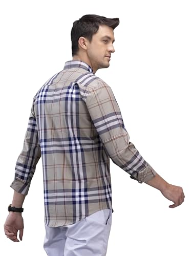 Image of IndoPrimo Men's Cotton Casual Regular Fit Checks Shirt for Men Long Sleeve (Dabang)