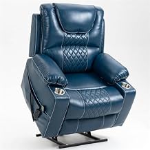 Overstuffed Large Power Lift Recliner Chair with Heating Vibration Massage Adjustable Headrest Electric Motorized Sofa Extended Footrest Remote Control Side Pockets