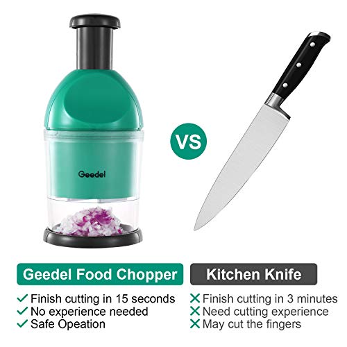 Geedel Food Chopper, Easy to Clean Manual Hand Chopper Dicer, Slap Press Chopper Mincer for Vegetables Onions Garlic Nuts Salads and More - Save Your Prep Time
