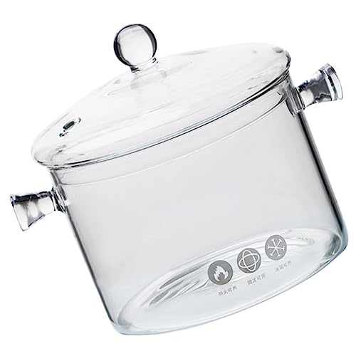 Holibanna Olla de Vidrio para Guisos con Doble Asa Resistente al Calor Diseño Antiadherente para Cocinar Sopas y Fideos Cocina