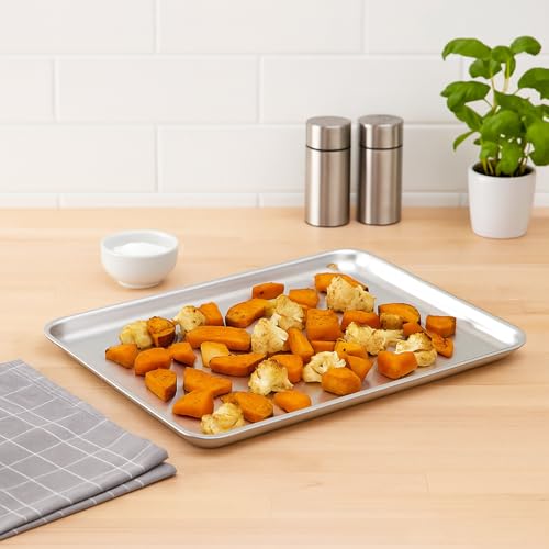 Heavy Duty Hard Aluminium Baking Tray for Oven Cooking & Roasting - Professional Catering Grade Oven Tray with Even Heat Distribution - 19mm Deep - 12.5" (L) x 8.5" (W) x 0.75" (H) - Image 4
