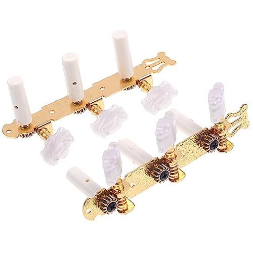 2 Teclas de Clavijas de Ajuste de Guitarra Clásica con Dorado Cabeza de Máquina Blanca Blanca para Guitarra Clásica