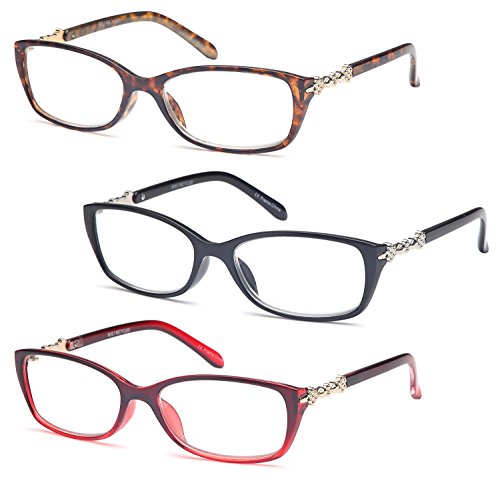 GAMMA RAY Womens 3 Pairs Readers Quality Spring Hinge Reading Glasses - 1.50x