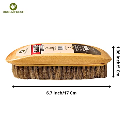 Premium Shoe Brush for Leather Shoes - Black & Brown Cleaning Polish Kit, Boot Cleaner, Shine & Care with Horse Hair Soft Brushes, Pack of 2