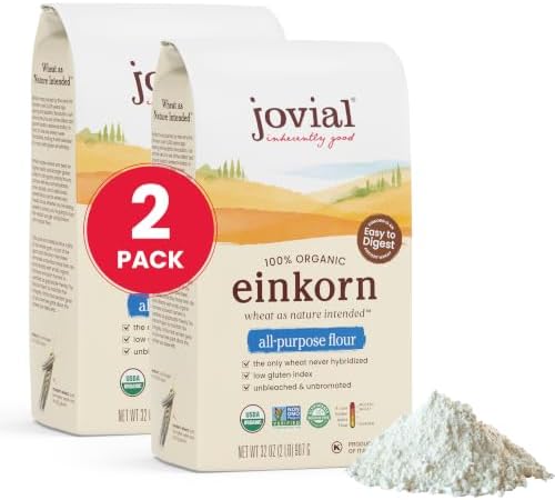 Jovial Organic Einkorn Unbleached All Purpose Flour, Non-GMO, 10 Lb, 2 Pack