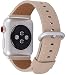 JSGJMY Compatible for Iwatch Band 38mm 40mm S/M Women Genuine Leather Loop Replacement Strap Compatible for iWatch Series 4 (40mm) Series 3 2 1 (38mm),Light tan with Silvery White Clasp