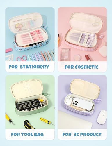 Image of SUNEE Cute Pencil Case, Large Pencil Pouch, Aesthetic Big Pencil Bag with Zipper, Kawaii Stationery Storage and Organizer, School Supplies for Teen and Adult, Boys & Girls, Heavy Duty Canvas Cute Dog