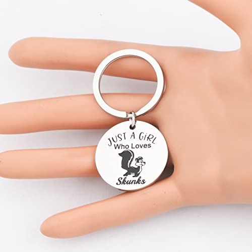 PLITI Skunk Gift Skunk Lover Gift Skunk Girl Gift Skunk Owner Gift Skunk Mom Gift Just A Girl Who Loves Skunks Keychain4