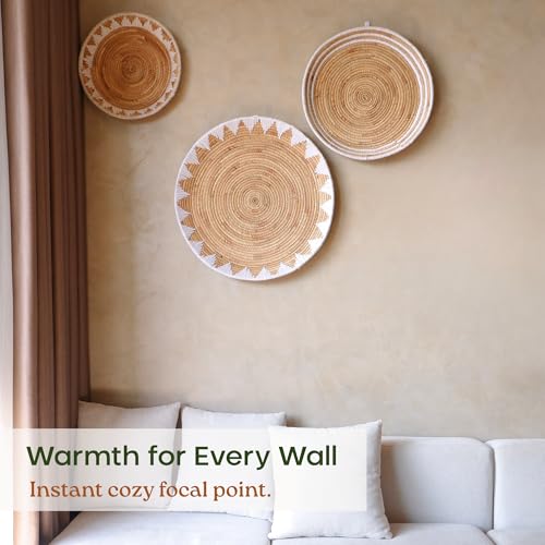 Chi An Home Extra Large Wall Basket Decor Boho Wicker Wall Hanging Set 3 - Image 5