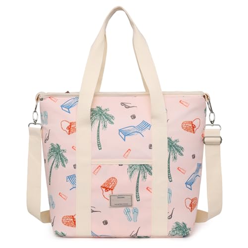 Nanxson Sac Isotherme Repas 15L/29L Grand Capacité Sac Lunch Bag Floral Cooler Bag Portable avec bandoulière Réglable pour Déjeuner Travail Ecole Plage Pique-Nique (29L,B-Rose Cocos)