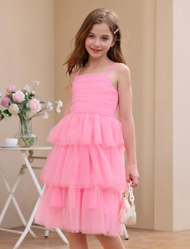 Girl Ruffle Formal Wedding Tiered Tulle Dress Teen Pageant Birthday HOCO School Prom Outfits Junior Graduation Dress4