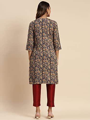 Image of rangita Women Rayon Regular Fit Knee Length Printed Straight Kurti | Kurta