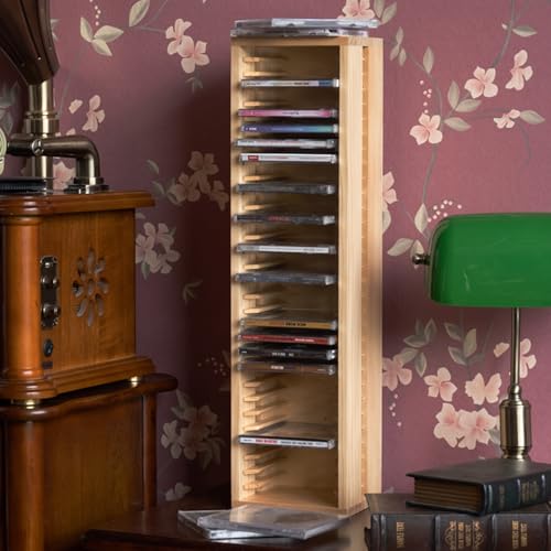 Stojak na płyty CD, drewniane etui na płyty CD, pudełko do przechowywania, stojak na biurko i płyty CD, pomieści do 31 standardowych etui na płyty CD, organizer na płyty CD, regał na filmy, DVD