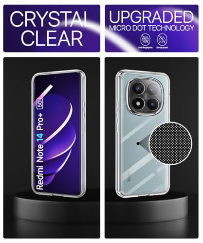 Image of WOW IMAGINE Transparent Back Cover Case for Redmi Note 14 Pro Plus 5G | Raised Bumps for Full Device & Camera Protection Shockproof TPU Silicone Back Case Mobile Cover - Transparent