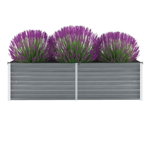 Myheimly Garten-Hochbeet Verzinkter Stahl Gartenbeet Pflanzbeet Frühbeet 160x40x45 cm Grau