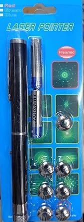 pmw - Laser Pointer Pen with Multi-Pattern Effects | Long-Range High Beam Light | 8 Pattern Caps Included | Durable Metal Body for Presentations, Teaching, Night Sky Viewing & Fun Activities