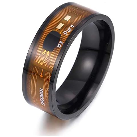 Desert camel Smart NFC Finger Ring Smart NFC Multifunctional Ring for Door Access Manage Bus Card Quick Payment,Black,9 Cover