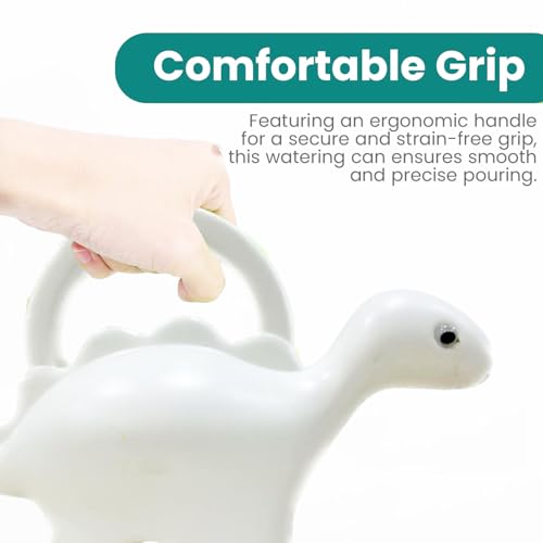 Image of Amazon Brand - Umi Dinosaur Shape Kids Watering Can 1 Litre Plastic Garden Watering Can Toy for Children Lightweight Easy Pour Water Can for Indoor Outdoor Plants Gardening Gift for Boys Girls (White)