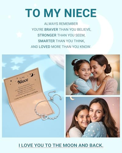 UPROMI To My Granddaughter/Daughter/Niece Gifts, I Love You to The Moon and Back Bracelet, Christmas Valentines Birthday Gifts4