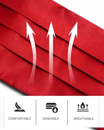 KGDUYC 1pcs Satin Kummerbund Herren Kummerbund Männer für Smoking Frack Anzug Hemd, Verstellbar Band, schärpe für tuxedo (Rot)