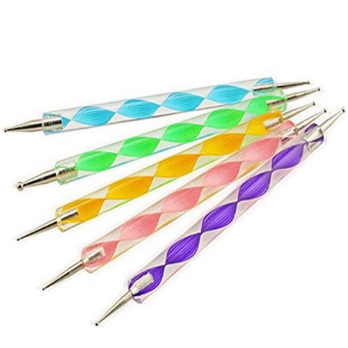 Healthy Clubs Nail Art Dotting Tools/Spot Swirl - Professionelles Set aus 5 verschiedenen 2 Spitzn Swirl Tools/Spot Swirl (Jedes Tool hat andere Spitzen Groessen) (Color 1)