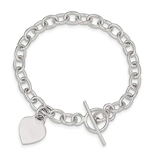 925 Sterling Silver Dangling Engraveable Heart Charm Bracelet 7.25 Inch Fine Jewelry For Women Gifts For Her