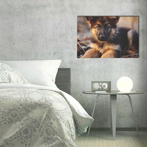 Toile chiot berger allemand 40x60 cm cadre suspendu salon