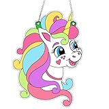 Qyeahkj Unicorn Craft for Kids Easter Stained Glass Craft for Kids Glass Made Easy Activity Kit Decorations Unicorn Suncatcher Kits Girls Boys Home Classroom Indoor Art Game Activities Favors