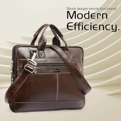 Image of Bagneeds 14 Inch Laptop Office Bag for Men & Women | Premium Synthetic Leather Business Briefcase | Padded Compartment | Adjustable Shoulder Strap