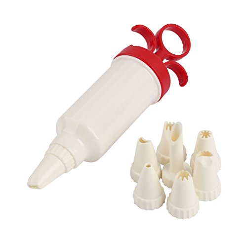 Ruilogod Plastic Household Pastry Cake Cupcake Cream Flower Maker Press 8 in 1 White Red (id: 0b7 d05 bc2 c4e 693