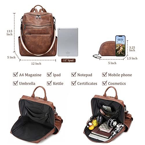 Aglod KCUS22001 Leather Backpack Purse For Women Designer Ladies Shoulder Bag Fashion Faux Work Travel Handbags thumb #3