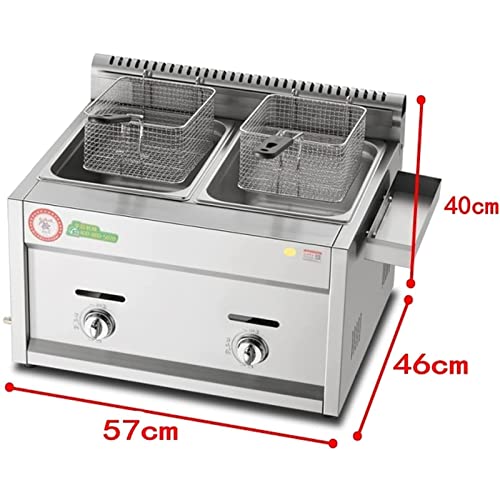 Große Kapazität, kommerzielle Gas-Fritteuse, Gewürztrog und 2 Frittierkörbe, Edelstahl, LPG-Fritteuse für Chips, leicht zu reinigen – Bild 3