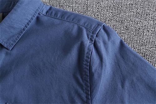 Men Plain Long Sleeve Button Down Shirt Jacket Classic Slim Fit Work Shirt Jackets Spring-Fall Clothing4