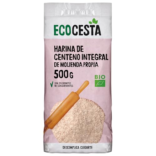 ECOCESTA MEJOR CADA DIA - Pack de 8 Unidades de 500 g de Harina Ecológica de Centeno Integral - 500 g - Ayuda a Regular el Tránsito Intestinal y el Apetito - Alto Contenido en Fibra